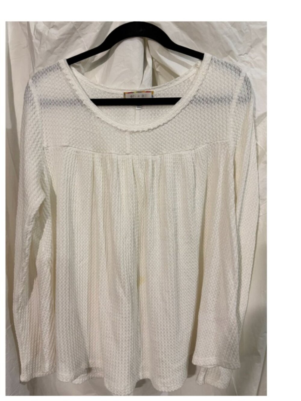 Eri & Ali - white - - long sleeve waffle knit top - SIZE L